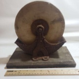 Grinding Wheel on Wood Stand