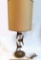 Mid-Century Sculptural Walnut & Brass Table Lamp