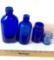 Vintage Lot of 4 Cobalt Bottles - Assorted Sizes