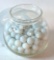 Glass Jar of White Marbles