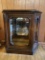 Vintage Lighted Small Curio Cabinet with Glass Shelves