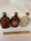 Vintage Lot of 3 Glass Log Cabins Syrup Bottles