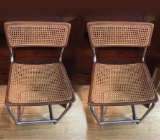 Pair of Vintage Bar Stools with Cane Seats & Backs