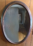 Early Oval Mirror in Wooden Frame