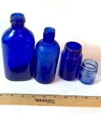 Vintage Lot of 4 Cobalt Bottles - Assorted Sizes