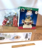Christmas Lot - 4 ft Christmas Tree with Wood Center Pole, Musical Lighted Globe & Various Lights