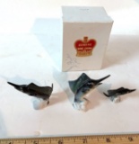 Vintage Bone China Miniature Sailfish Figurines in Box