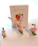Vintage Bone China Miniature Flamingo Figurines in Box