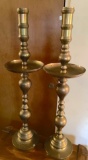 Pair of Brass Tall Pedestal Candle Holders