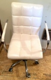White Leather Desk Chair on Casters