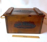 Jack Daniels Wooden Lidded Crate with Rope Handles