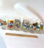 1980's Lot of 6 Smurf Collectible Glass Tumblers