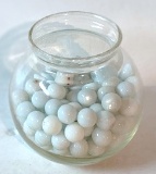 Glass Jar of White Marbles