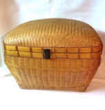 Vintage Wicker Hinged Basket with Handles