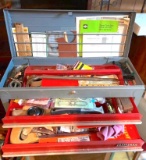 Vintage Craftsman Metal 2-Drawer Tool Box with Various Tools & Hardware