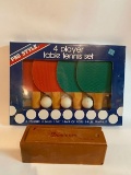 4 Player Table Tennis Set in Box & Dominos in Wooden Box