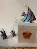 Vintage Bone China Miniature Angel Fish Figurines in Box