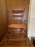 Vintage Ladder Back Wicker Chair with Rush Seat