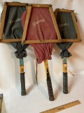 Vintage Wilson Spaulding Tennis Rackets with Bags and Wood Protectors