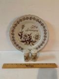 Royal Crown Arnart Imports Ceramic 50th Anniversary Plate, Salt & Pepper Shakers