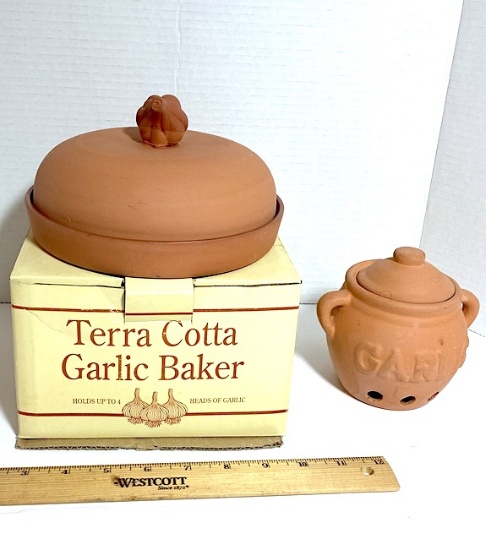 Pair of Terra Cotta Garlic Bakers