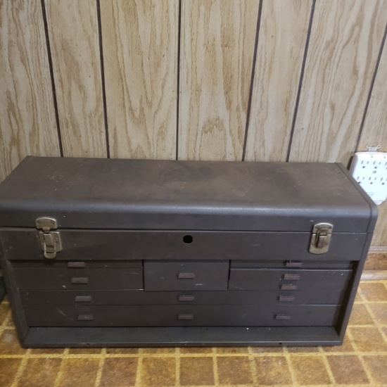 Vintage Kennedy Metal Tool Box Loaded with Great Tools