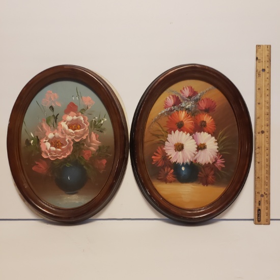 Lot of 2 Oval Framed Oil Paintings