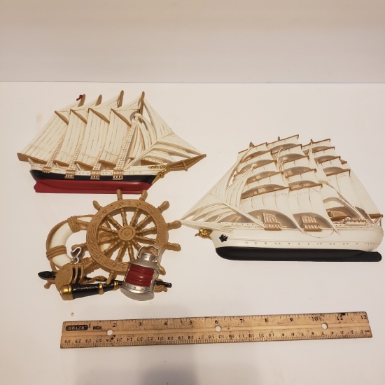 Vintage Burwood Products Molded Plastic Nautical Wall Art Décor