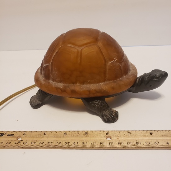 Cast Iron and Glass Turtle Lamp