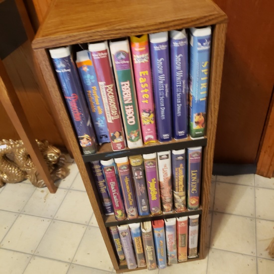 Rotating VHS Tape Storage Rack with 43 Movies