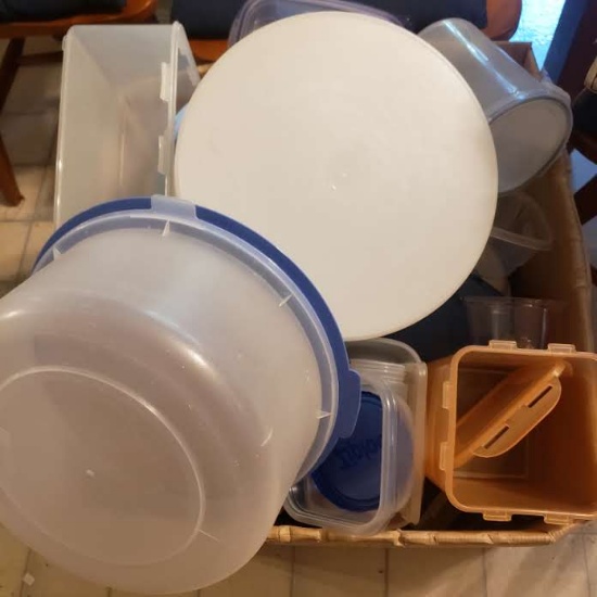 Huge Box Lot of Assorted Plastic Storage Containers