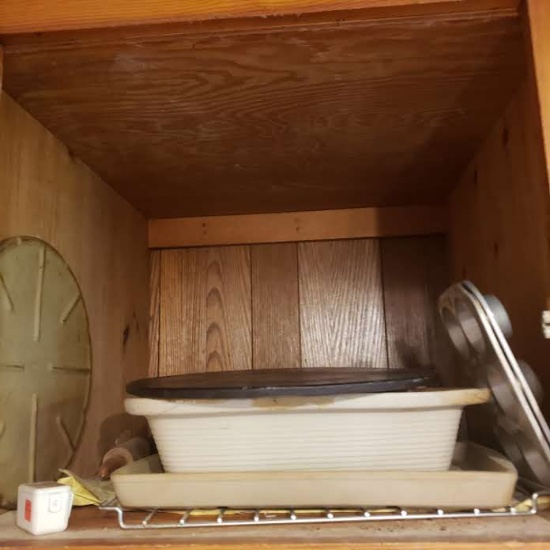Cabinet Lot of Assorted Items including Pampered Chef