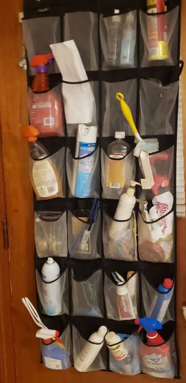 Over the Door Shoe Rack with Assorted Contents