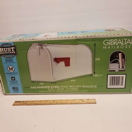 New in Box Gibraltar Rust Resistant Mailbox - White