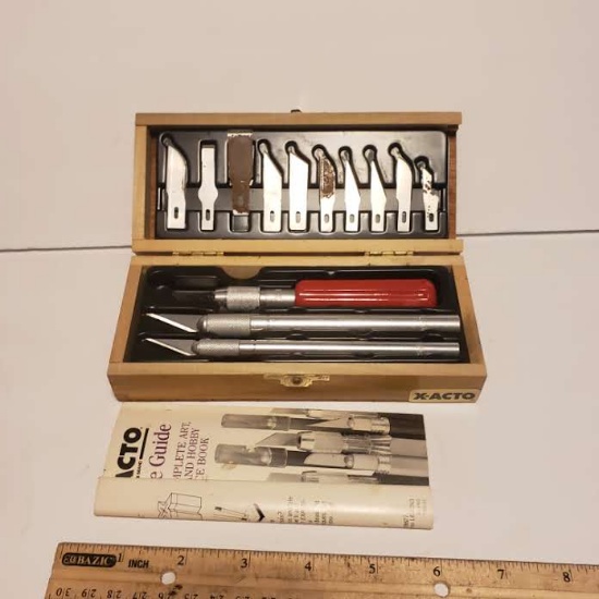 X-Acto Knife Set in Wooden Storage Box