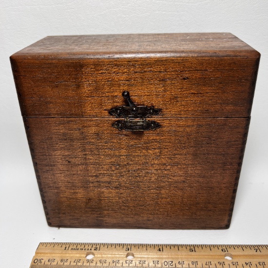 Hinged Wooden Drill Bit Box with Dove-tailed Corners
