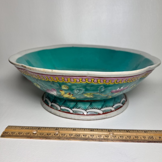 Large Oriental Porcelain Pedestal Bowl