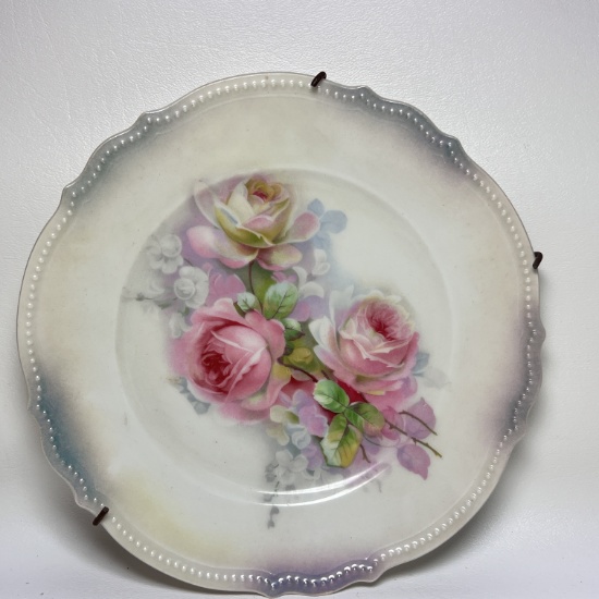 Vintage Floral P.K. Silesia Porcelain Plate with Hanger