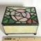 Vintage Slag Stained Glass Trinket Box
