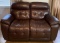 Electric Brown Leather Loveseat with Reclining Seats