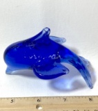 Cobalt Art Glass Dolphin Figurine
