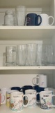 Cabinet Lot of Glasses and Coffee Mugs