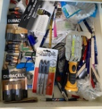 Draw Lot of Batteries, Scissors, Markers and More