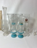 Lot of 9 Glass Vases and Candle Holders