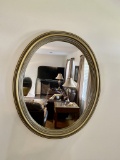 Hanging Wall Mirror with Gold Trim
