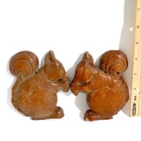 Pair of Wooden Squirrel Wall Plaques