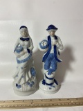 Vintage Pair of Blue & White Porcelain Dutch Lady and Man Figurines