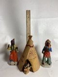 Ceramic Native American Figurines & Teepee