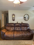 Electric Leather Brown Sofa with Reclining Seats