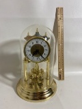 Brass Finish Anniversary Clock with Glass Dome